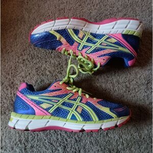 Asics Gel Excite 2 Running Women's Sneakers Blue Pink Yellow Size 8 PRE-OWNED